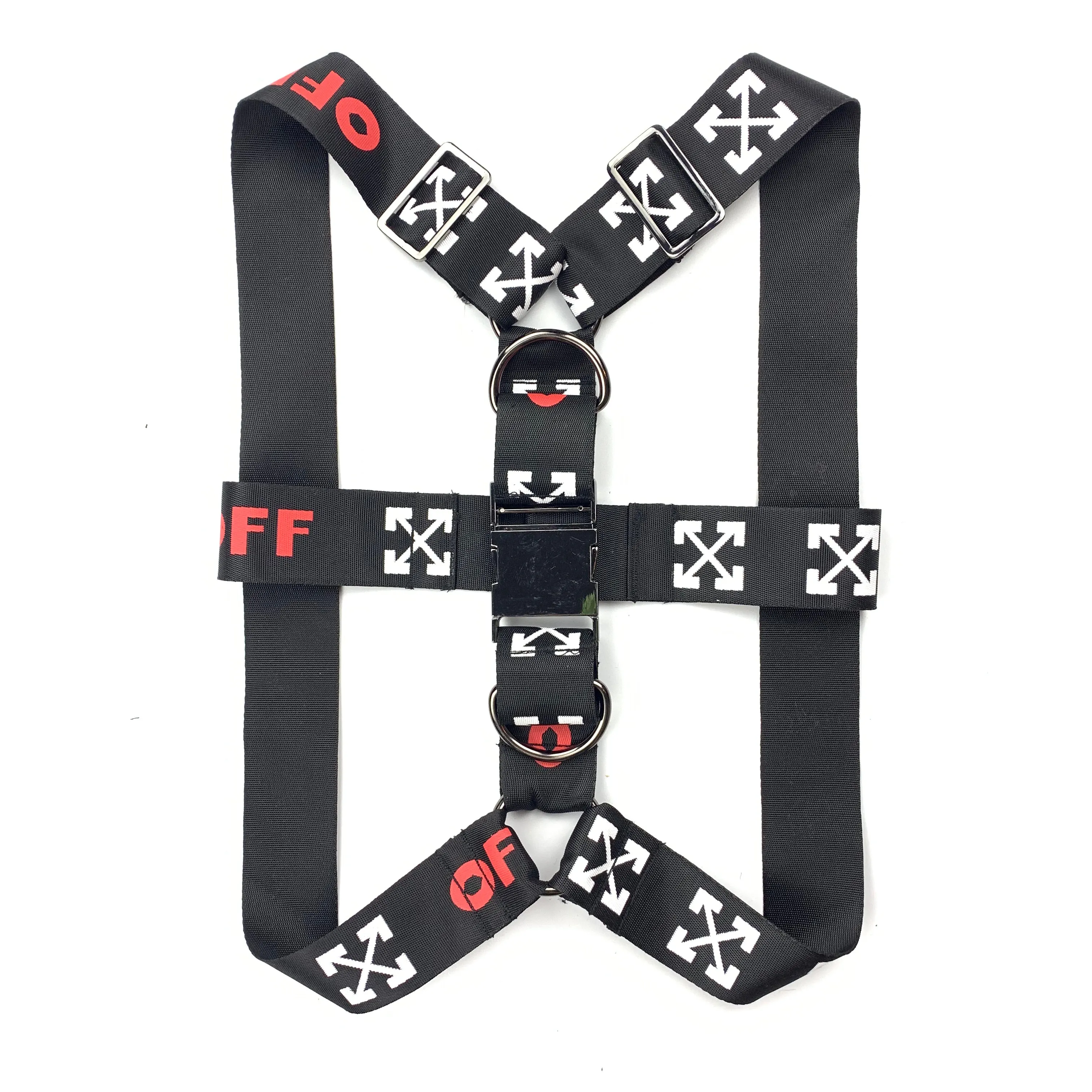 Woof-White Black Harness & Leash Set